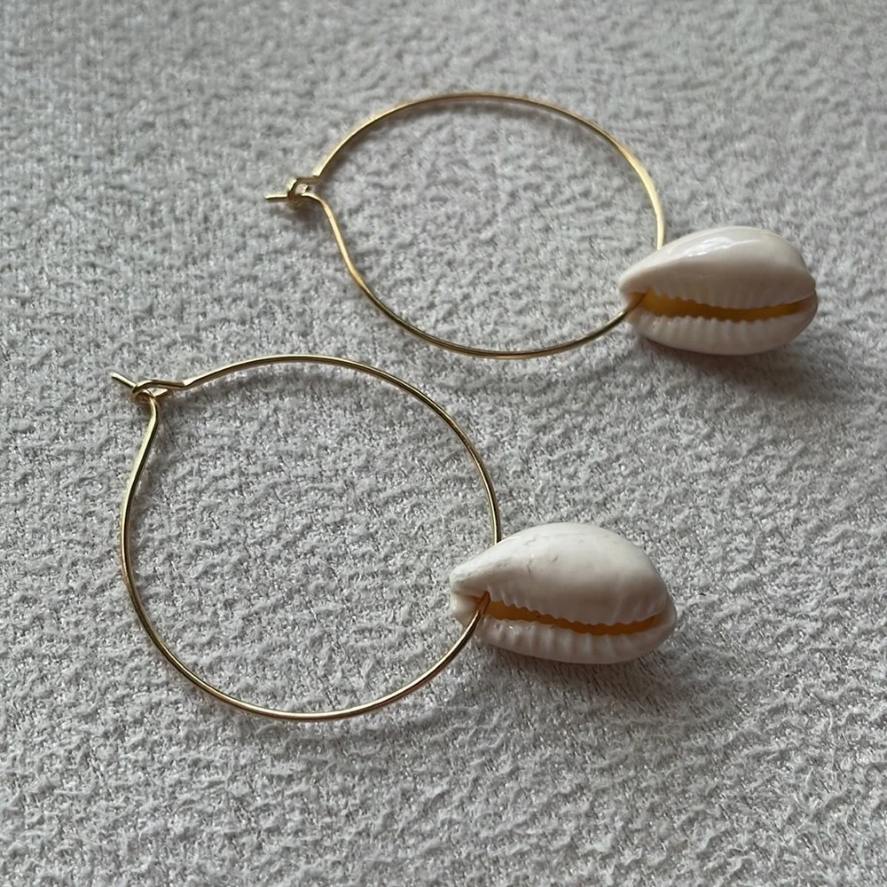 Hoop + sea shell earrings